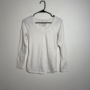 Aveto T Shirt Womens Medium Gray Cotton Stretch Lightweight V Neck Raglan Sleeve